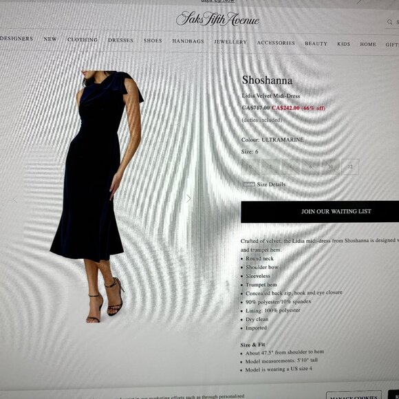 Shoshanna Lidia Velvet Midi Dress Luxurious Navy Blue - Picture 1 of 8